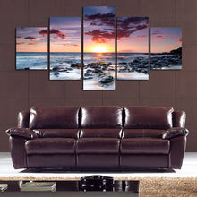 Load image into Gallery viewer, 5 Panel Modern Printed Sea Wave Landscape Painting Picture Canvas Art Seascape Painting For Living Room No Frame
