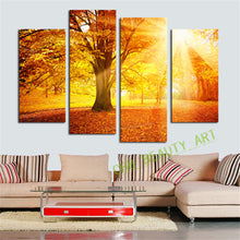 Load image into Gallery viewer, 4 Panel Modern Abstract Sunshine Golden Forest Wall Art Picrue Print Painting Home Decor For Bedroom&amp;Living Room Unframed
