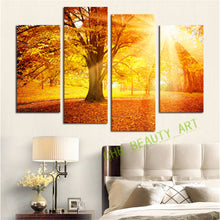 Load image into Gallery viewer, 4 Panel Modern Abstract Sunshine Golden Forest Wall Art Picrue Print Painting Home Decor For Bedroom&amp;Living Room Unframed
