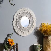 Load image into Gallery viewer, Macrame Round Boho Mirror Macrame Home Decor
