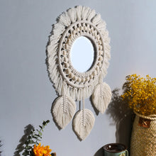 Load image into Gallery viewer, Macrame Round Boho Mirror Macrame Home Decor
