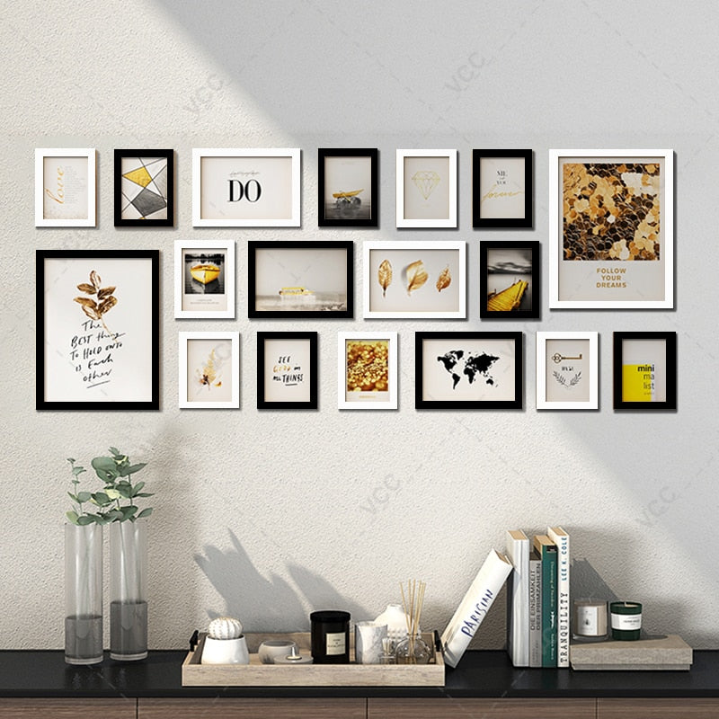 18Pcs Wood Picture Frames For Wall Decor Black White Photo Frame Wall Hanging With Plexiglass Classic Wooden Frame Photo Decor