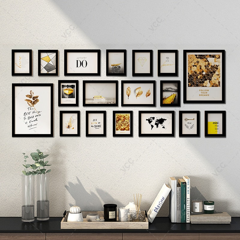 18Pcs Wood Picture Frames For Wall Decor Black White Photo Frame Wall Hanging With Plexiglass Classic Wooden Frame Photo Decor