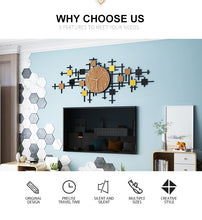 Load image into Gallery viewer, 100CM Punch-free DIY Wooden Grain Silent Acrylic Large Decorative Watch Wall Clock Modern Design Living Room Decoration Stickers
