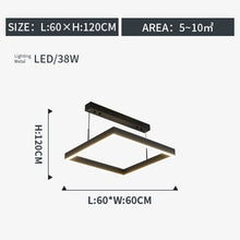 Load image into Gallery viewer, Minimalist Modern Led Chandelier Home Lighting Square bedroom Rings Ceiling Mounted Chandelier Lighting study Hanging Lamp
