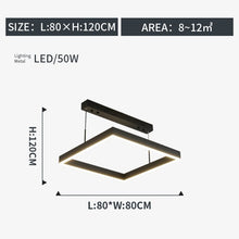 Load image into Gallery viewer, Minimalist Modern Led Chandelier Home Lighting Square bedroom Rings Ceiling Mounted Chandelier Lighting study Hanging Lamp
