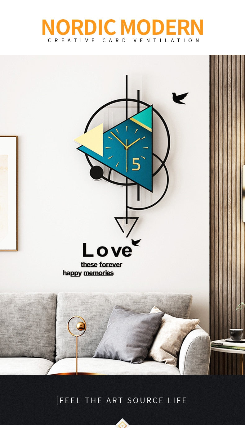 Triangle Swingable Large Wall Clock Modern Design Living Room Home Decoration Wall Decor For Room 2021 Decorative Wall Watch