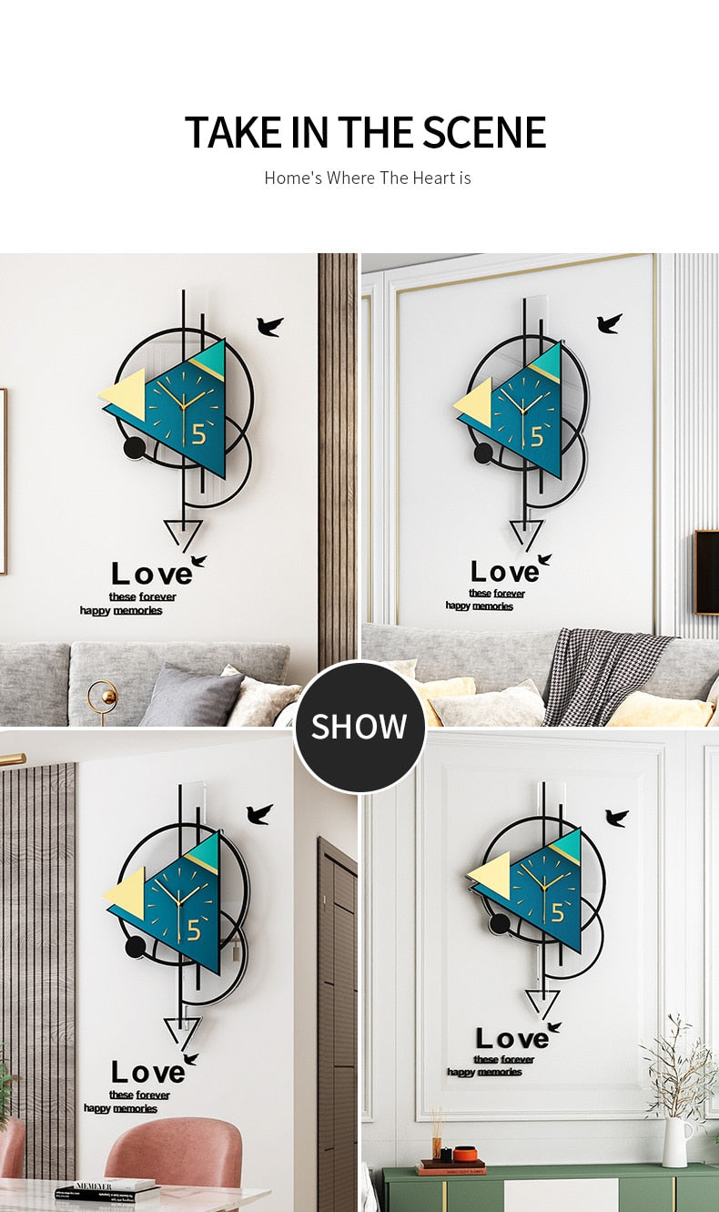 Triangle Swingable Large Wall Clock Modern Design Living Room Home Decoration Wall Decor For Room 2021 Decorative Wall Watch