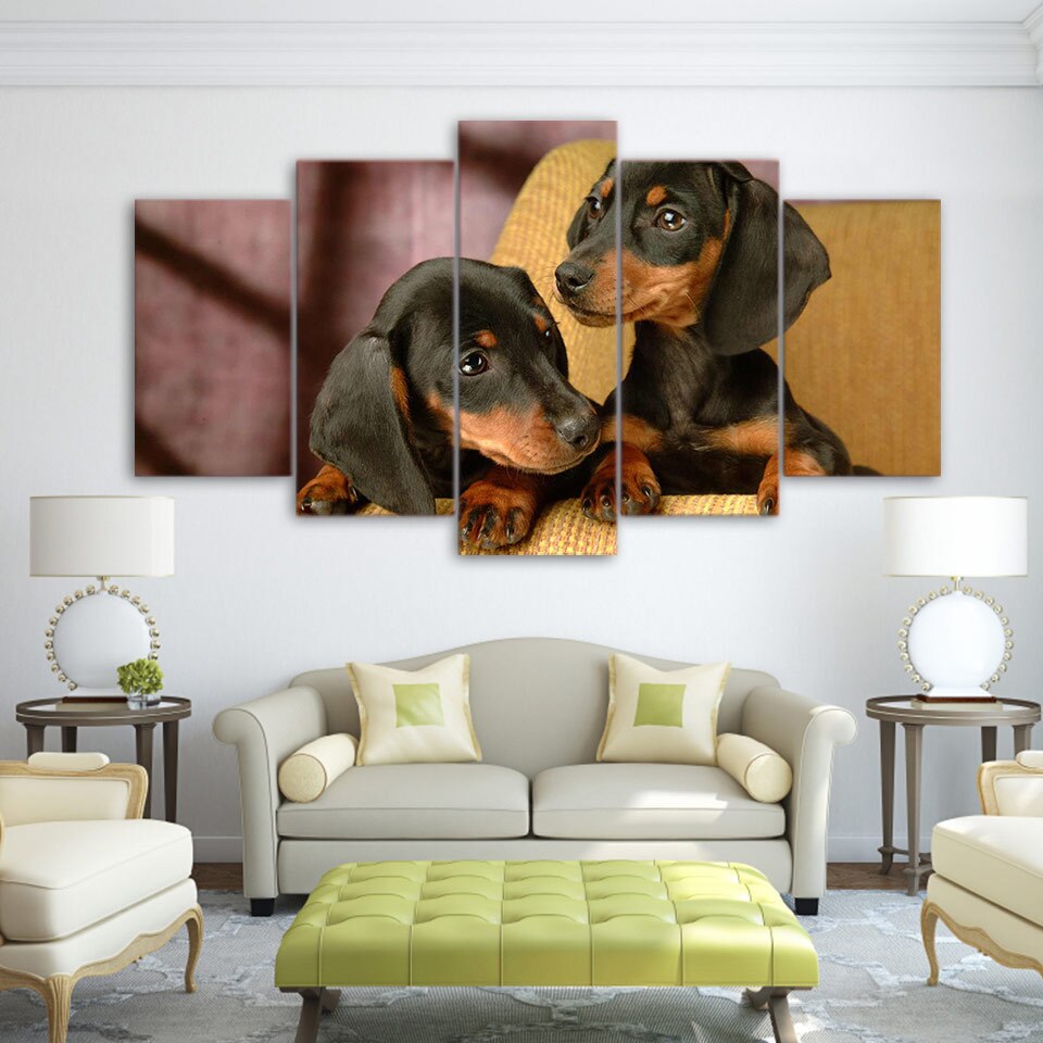 5 Piece Canvas Art Dachshund Dog