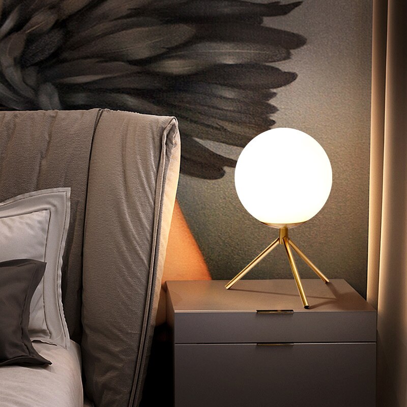 Nordic bedroom bedside lamp golden living room study table lamp creative ins minimalist children's room eye protection lamp
