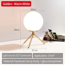 Load image into Gallery viewer, Nordic bedroom bedside lamp golden living room study table lamp creative ins minimalist children&#39;s room eye protection lamp
