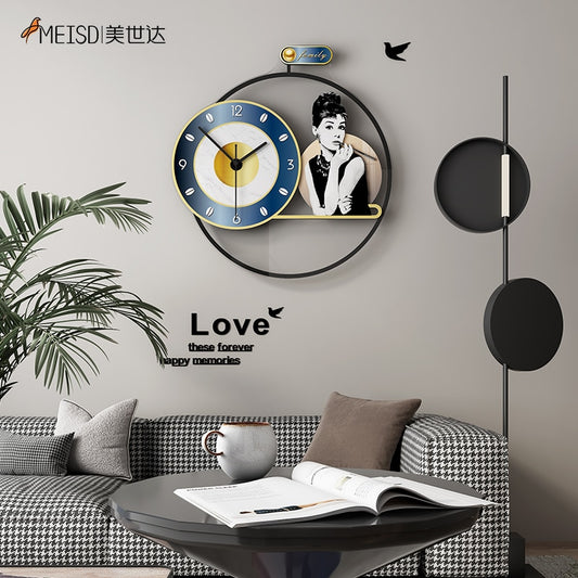 Audrey Hepburn Silent Mechanism Decorative Home Decor Watches Wall Clocks Modern Designed For Living Room Kitchen Decoration