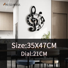 Load image into Gallery viewer, Music Note Large Wall Clock Modern Designed Watches For Home Living Room Bedroom Decor Kitchen Decoration With Stickers Silent
