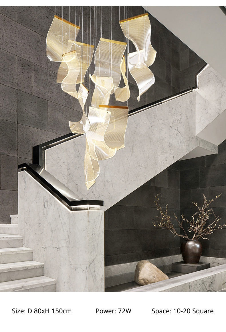 Duplex building villa large chandelier staircase dining room lighting Nordic lighting creative living room chandelier