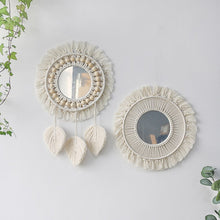 Load image into Gallery viewer, Mirror with light Wall stickers Macrame Mirror Round Boho Decorative Decor for Apartment Living Room Bedroom Baby Nursery Dorm

