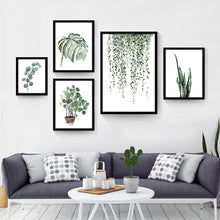 Load image into Gallery viewer, Watercolor Tropical Plant leaves Canvas Art Print Poster , Nordic Green Plant leaf rural Wall Pictures for Home Decoration
