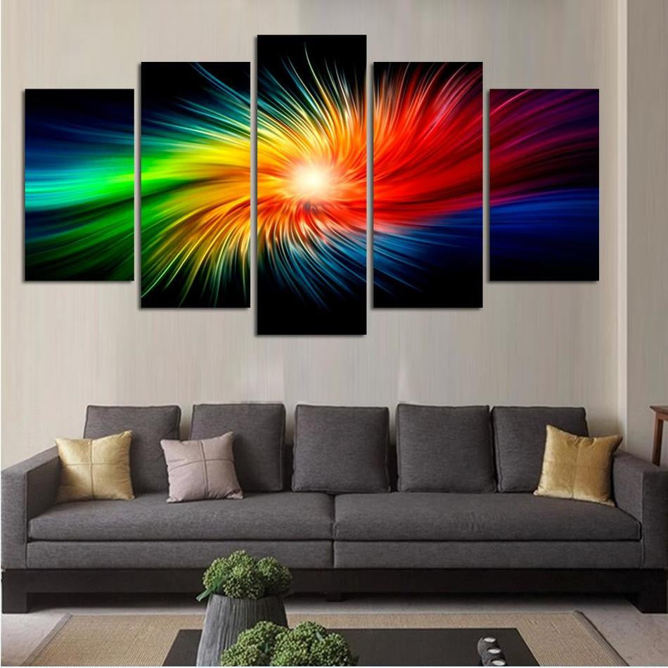 Color Painting Canvas Modern 3D 5 Piece Abstract Wall Art Oil Picture Home Decoration for living room