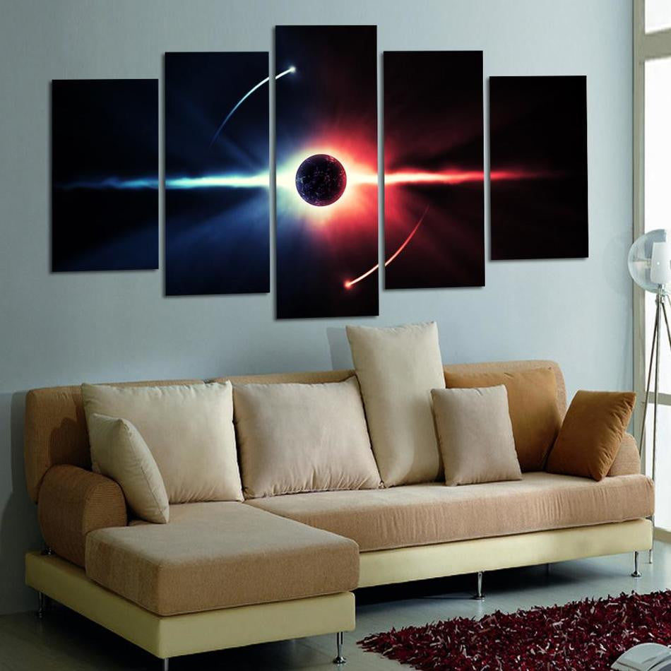 5 Panels the red and blue light modern art canvas wall paintings decorativos canvas prints paintings for living room wall F256