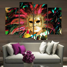 Load image into Gallery viewer, 4panel/set Color Mask Face Poste of dancer Home Decor abstract canvas painting for living room giveaways wall sticker wholesale

