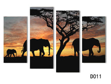 Load image into Gallery viewer, 4 Ppcs Sunset Elephant Painting Canvas Wall Art Picture Home Decoration Living Room Canvas Print Modern Painting--Large Canvas
