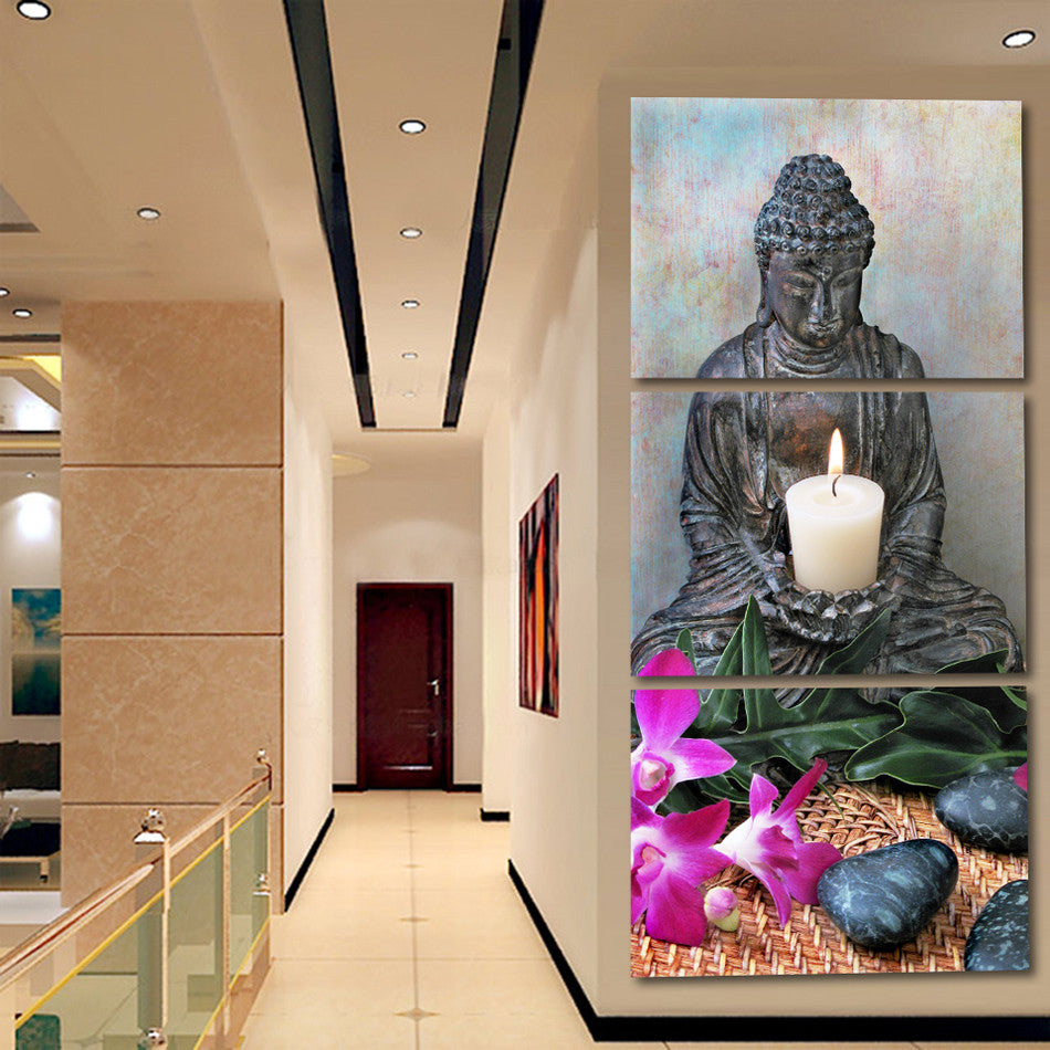 3 Panels Abstract Printed Buddhism Buddha Oil Painting Picture Cuadros Decoration Canvas Art For Bed Room Unframed FX039