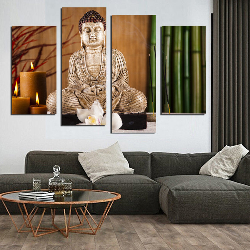 4 PCS eligion Buddha Canvas Paintings For Living Room Wall  Cuadros Lienzos Decorativos decorative pictures Unframed F1855