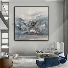 Load image into Gallery viewer, Large Size Canvas Handmade Abstract Oil Painting Blue and White Wall Art Minimalist Decoration   Modern  Living Room
