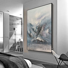 Load image into Gallery viewer, Large Size Canvas Handmade Abstract Oil Painting Blue and White Wall Art Minimalist Decoration   Modern  Living Room
