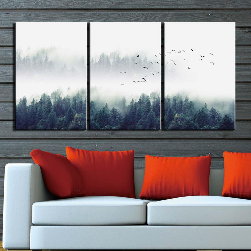 Abstract Mountain Poster Canvas Painting Wall Art Pictures Frame Decor 3 Piece Home Décor