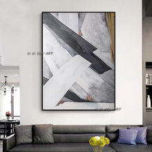 Load image into Gallery viewer, Nordic Style Oil Painting Pure Hand Painted Black and White Abstract Painting  Modern Porch Corridor Hanging Painting home decor
