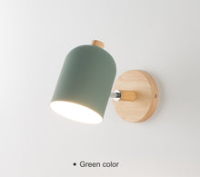 Load image into Gallery viewer, Nordic Wooden Wall lights bedside wall Lamp Wall Sconce for bedroom reading 6 color Macaroon steering Head E27 Home Lighting
