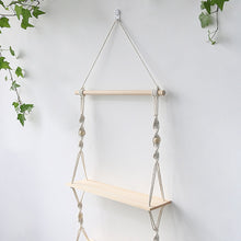 Load image into Gallery viewer, Hanging Shelves for Wall Macrame Rope Wood

