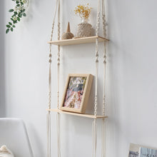 Load image into Gallery viewer, Hanging Shelves for Wall Macrame Rope Wood
