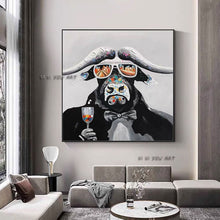 Load image into Gallery viewer, Hand-Painted Art Abstract Oil Paintings Living Modern Minimalist Cartoon Animal American Nordic Room Decoration No Frame
