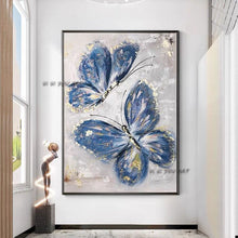 Load image into Gallery viewer, Pure Hand-painted Gold Foil Butterfly Oil Painting Modern Home Living Room Decoration Canvas Wall Picture Gold Art New Design
