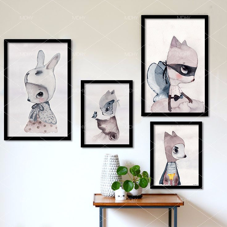 rabbit girl wall poster Posters decorative wall painting Canvas Art Print Wall Pictures Home Decoration poster Frame not include