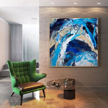 Load image into Gallery viewer, Best Art Blue and White  Abstract Oil Painting Canvas Handmade Painting Home Decor Oil Painting Artwork Living Room
