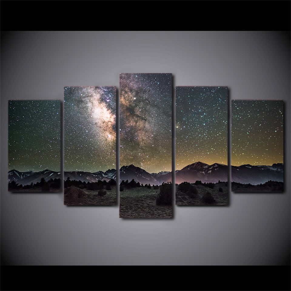 HD Printed 5 Piece Canvas Art Galaxy Night Starry Sky Modern Wall Pictures for Living Room Free Shipping NY-7405C