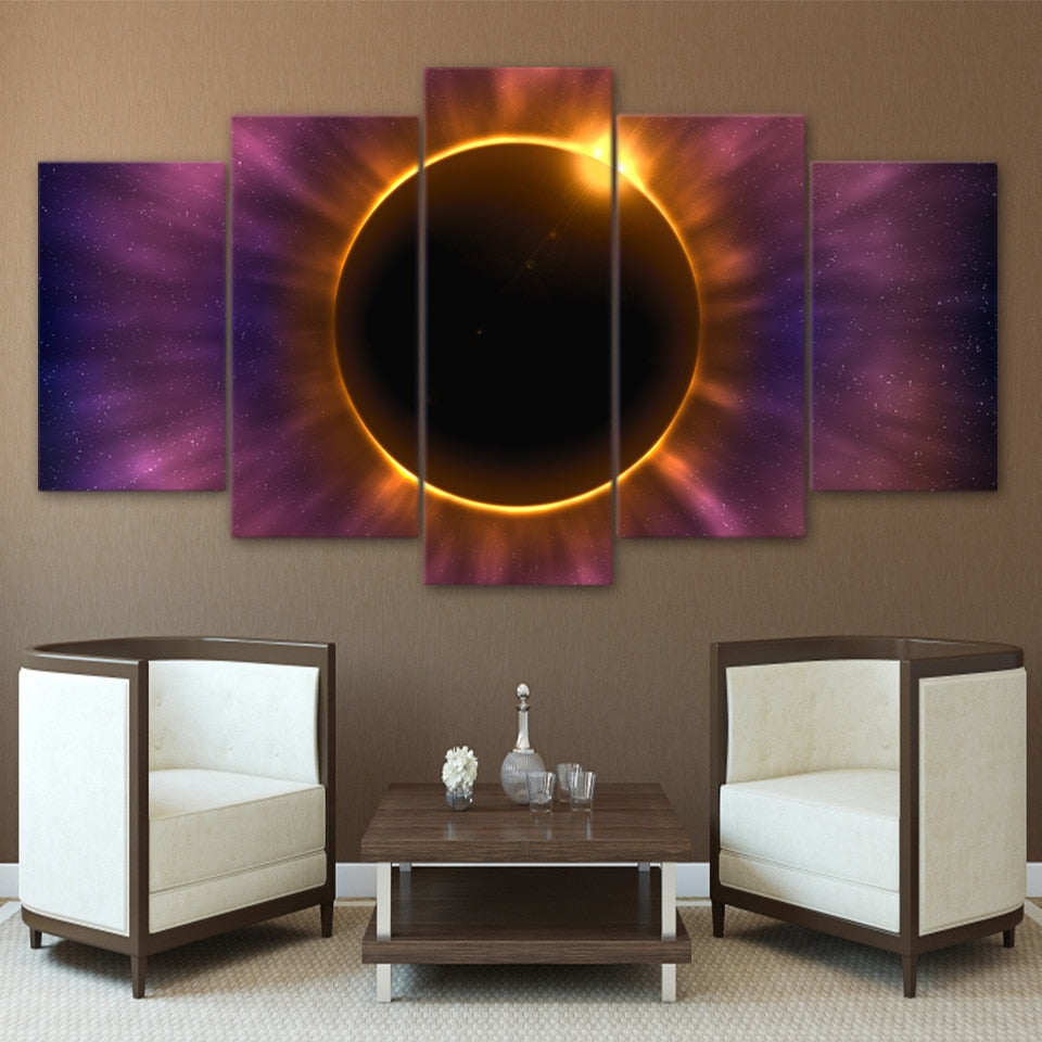 HD Printed 5 Piece Canvas Art Solar Eclipse Modern Canvas Prints Wall Pictures for Living Room Free Shipping NY-7505B