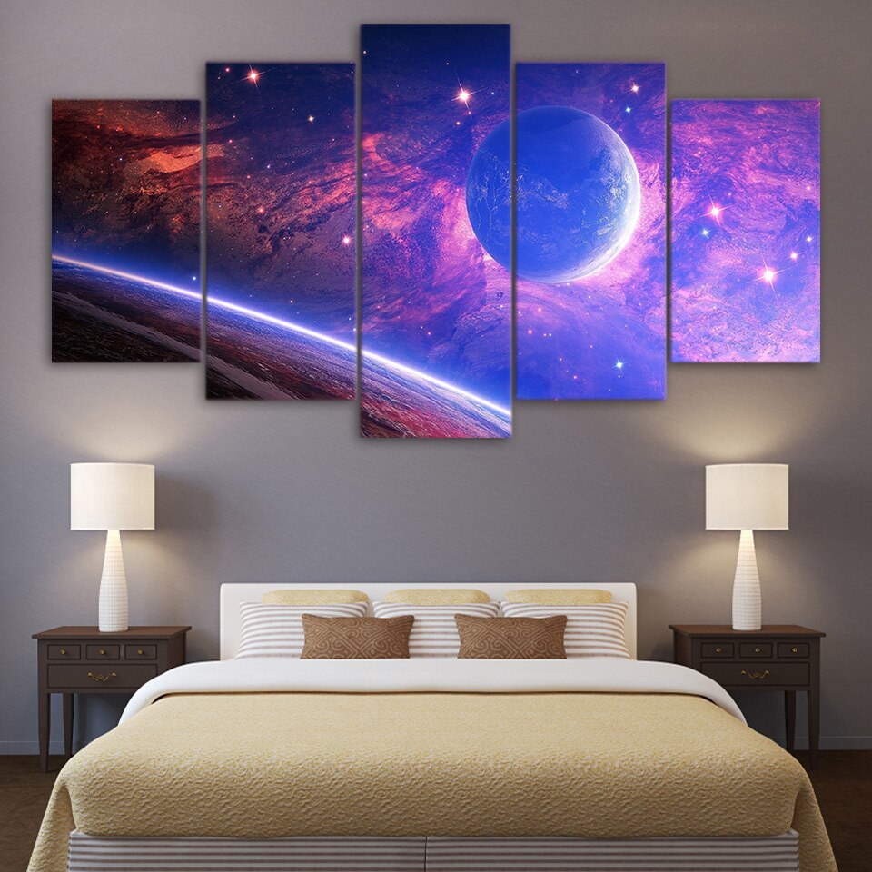 ArtSailing HD Printed 5 Piece Canvas Art Planet Light Spots Space Painting Wall Pictures for Living Room Free Shipping  ny-7437C