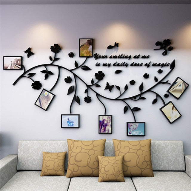 3D DIY Photo Frame Tree Branch PVC Acrylic Wall Decals Adhesive Family Wall Stickers Mural Art Home Decor Bedroom Stickers
