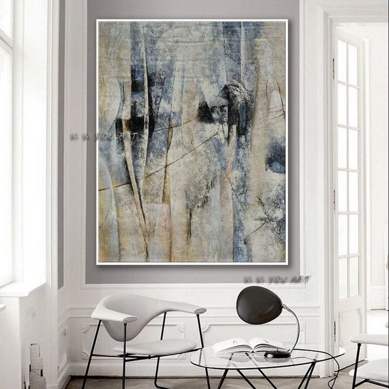 100% Handmade Neutral Color Modern Artwork Large Abstract Oil Painting On Canvas Office Living Room Contemporary Texture White
