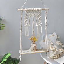 Load image into Gallery viewer, Macrame Wall Hanging Plant Decor Shelf Indoor Outdoor Floating Wood shelves
