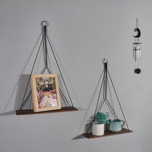 Load image into Gallery viewer, Boho Wood Hanging Shelves For Wall Home Decor Candle Holder Macrame Storage Shelves For Bedroom Bathroom Living Room
