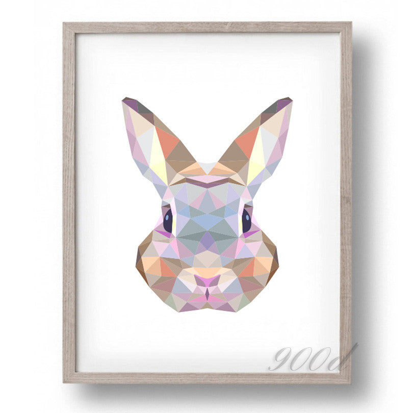 Triangle Rabbit Canvas Art Print Painting Poster,  Wall Pictures for Home Decoration, Home Decor FA386-3