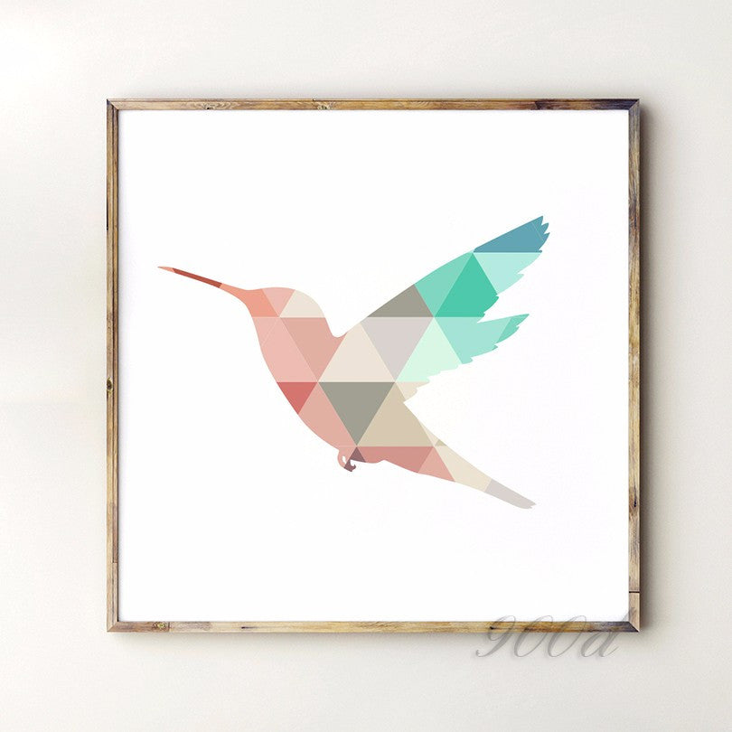Geometric Flying Woodpecker Canvas Art Print Painting Poster, Wall Pictures For Home Decoration, Frame not include 237-30