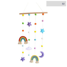Load image into Gallery viewer, Rainbow Macrame Wall Haing With Pom Pom Photo Display
