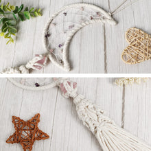 Load image into Gallery viewer, Moon Macrame Dream Catcher WIth Crystal Stone Woven Macrame Wall Hanging Tassel Moon Decor Boho Home Decoration Kids Bedroom
