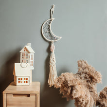 Load image into Gallery viewer, Moon Macrame Dream Catcher WIth Crystal Stone Woven Macrame Wall Hanging Tassel Moon Decor Boho Home Decoration Kids Bedroom
