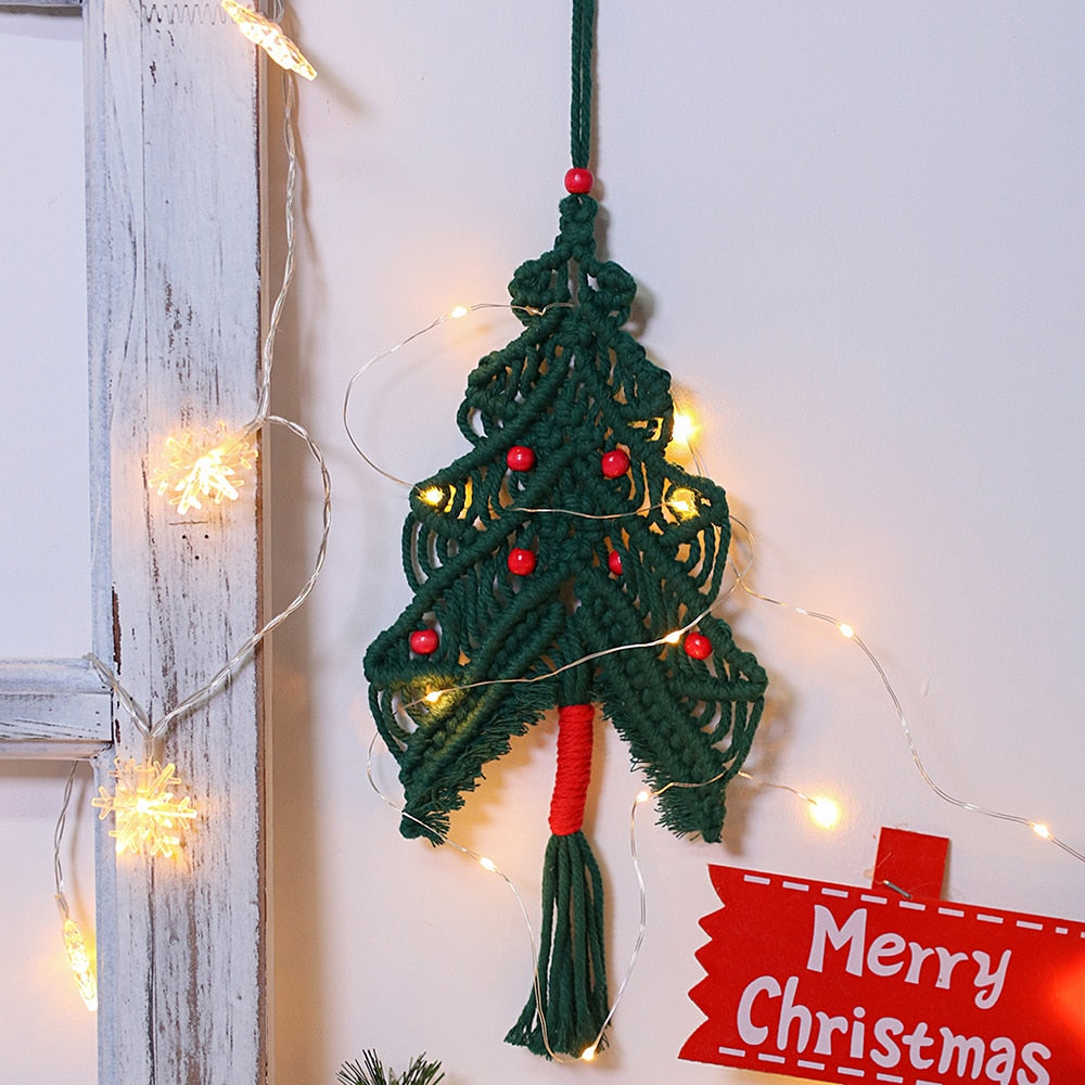 Boho Christmas Decoration Mini Macrame Ornaments Wall Hanging For Home Bedroom Decor Christmas Tree Garland Curtain Balls Gift